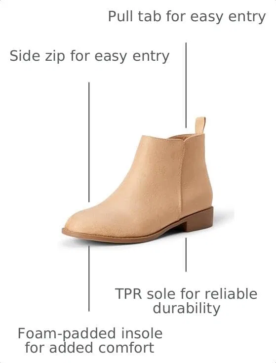 Детские ботинки для девочек на молнии Amazon Essentials, Taupe Faux Suede — фото 3