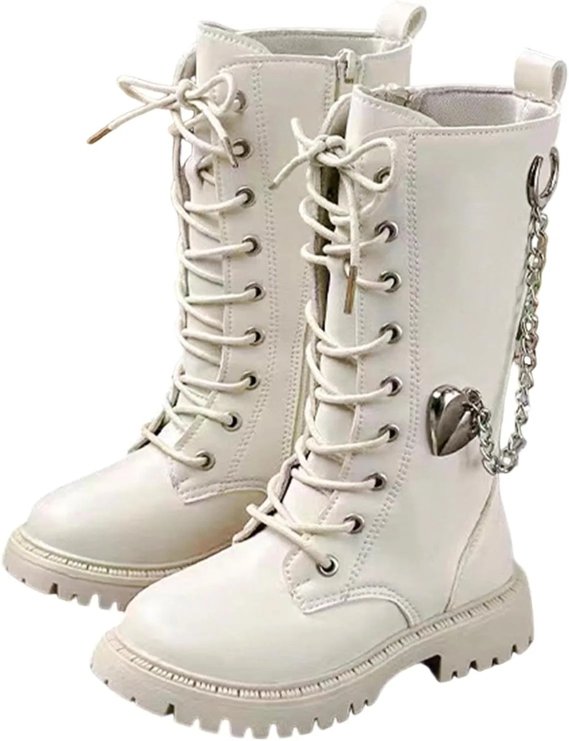 Детские ботинки для девочек на платформе с принтом Combat Boots, Beige