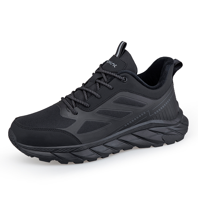 

Нескользящие легкие низкие кроссовки 45, 46, 47, 48 мужские RONGSHI, Black Fleece-Lined
