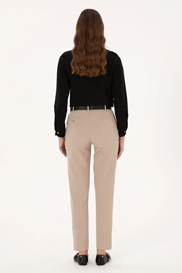Женские брюки из текстиля U.S. Polo Assn., Dark Beige — фото 4