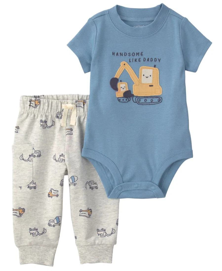 Комплект из боди и штанов с принтом Carter's, Blue/Gray