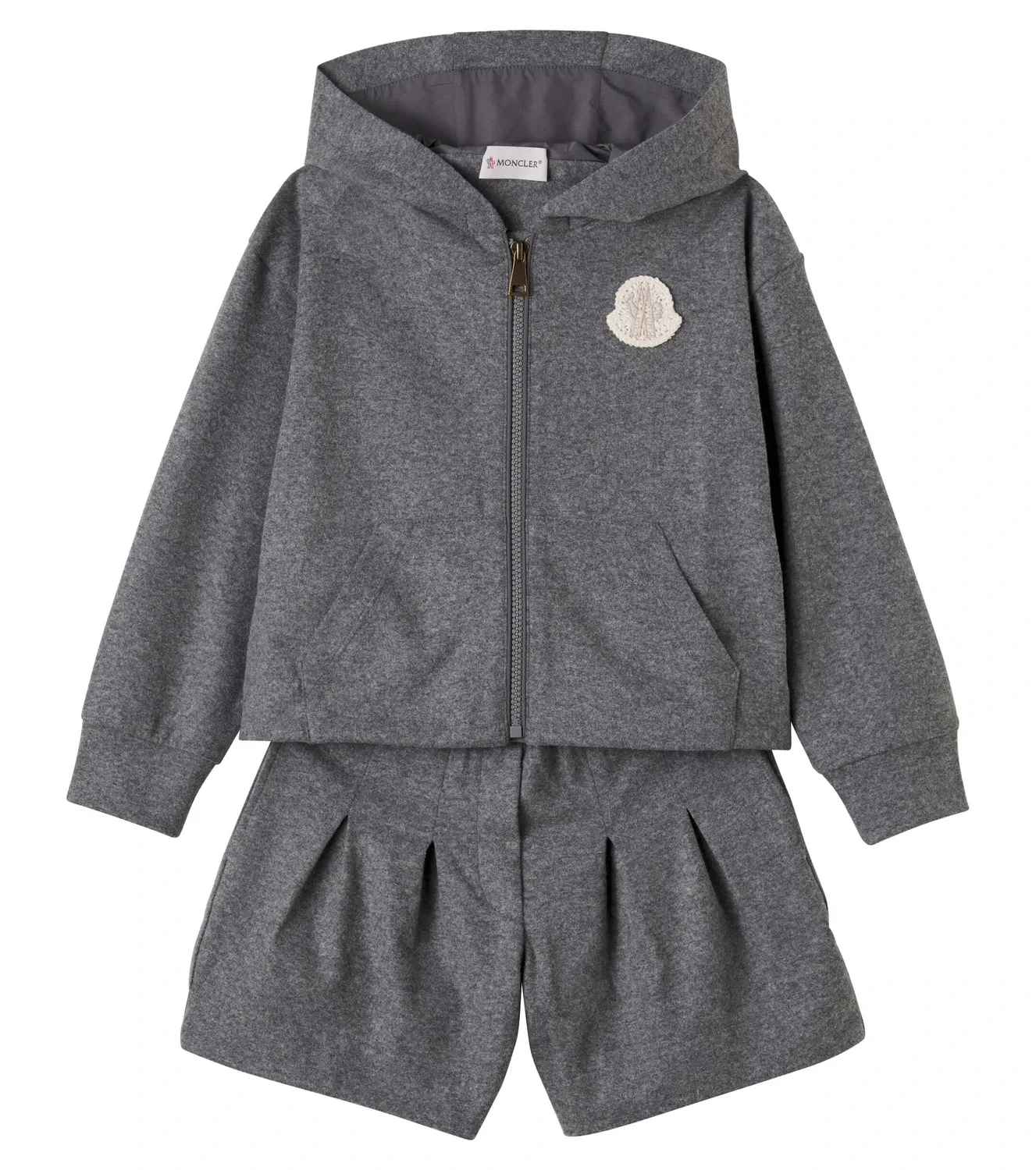 Комплект из толстовки и шорт из джерси с капюшоном Moncler Enfant, серый