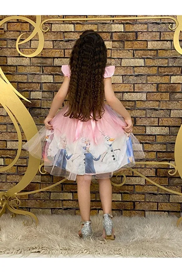 Детское платье для девочек с принтом Elsa girl dress Esmacamoda, Pink — фото 2