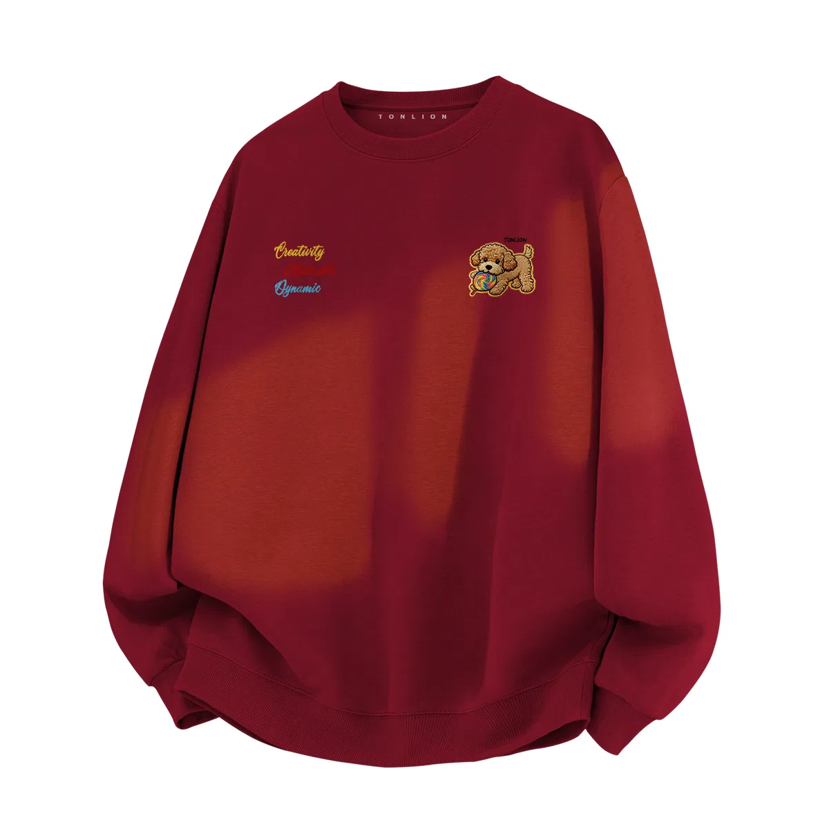 Детский свитшот с принтом Tonlion, Цвет: 330G Heavy Wine Red (Tn Rainbow Teddy)