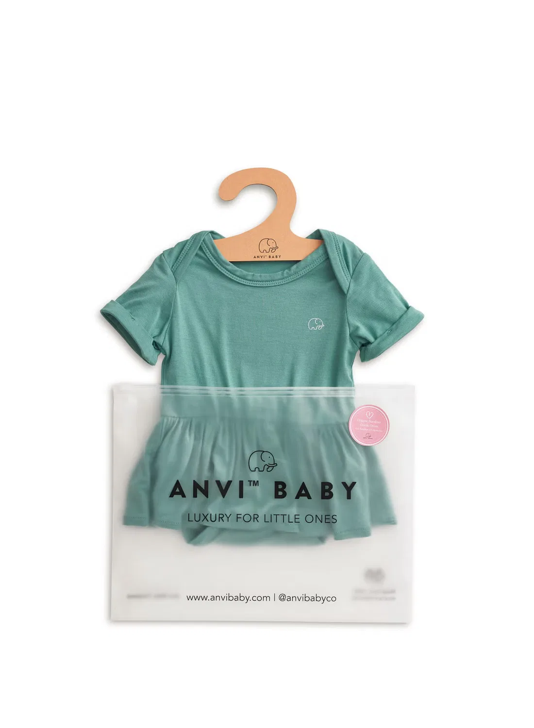 Платье-боди из бамбука с шортиками Anvi Baby, шалфейный — фото 4