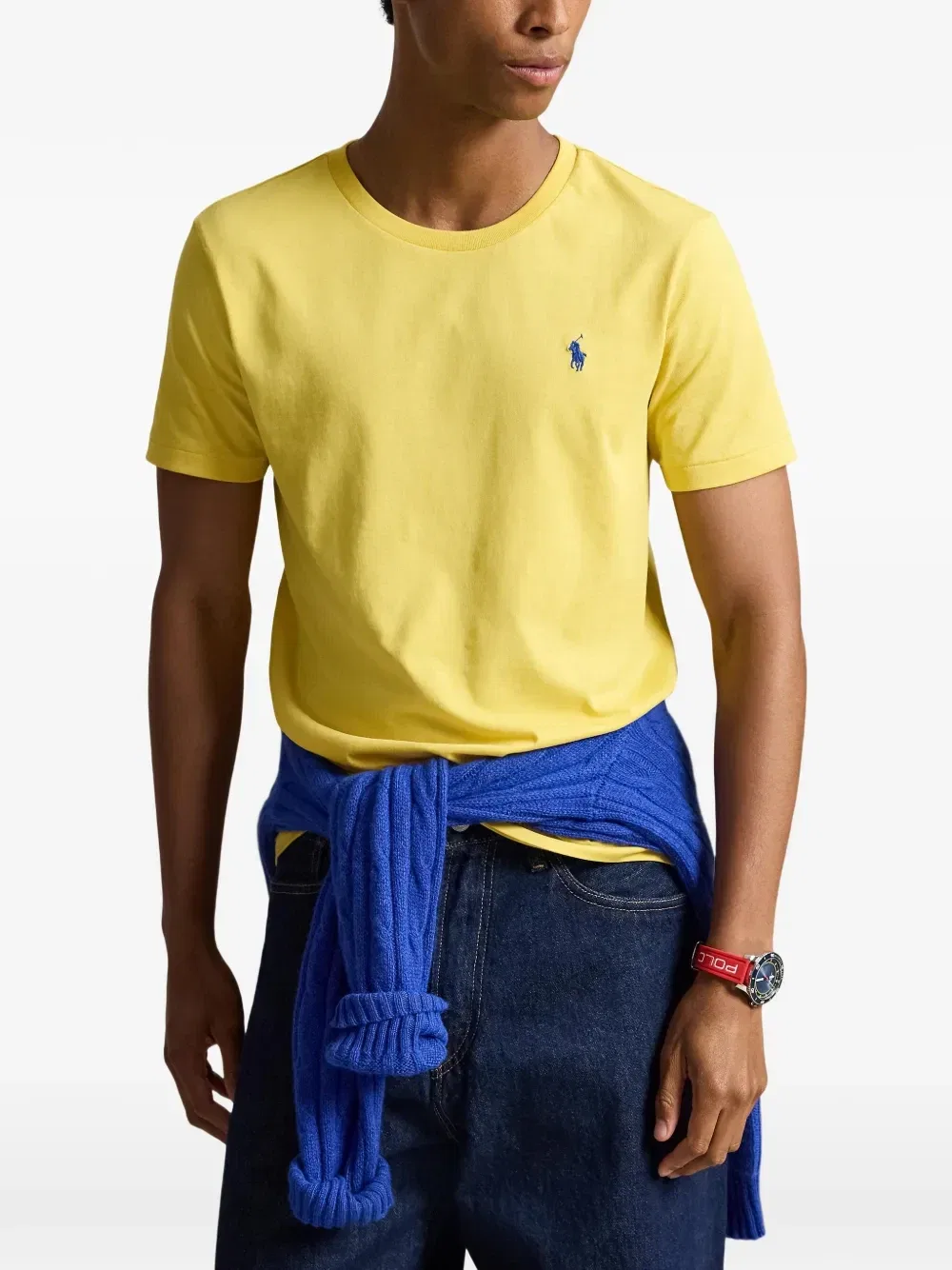 Футболка с круглым вырезом из джерси, приталенного кроя Custom Slim Fit Polo Ralph Lauren, желтый — фото 3