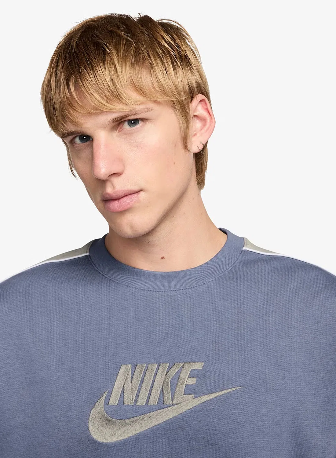 Свитшот из флиса с свободным кроем Club Nike, индиго — фото 3