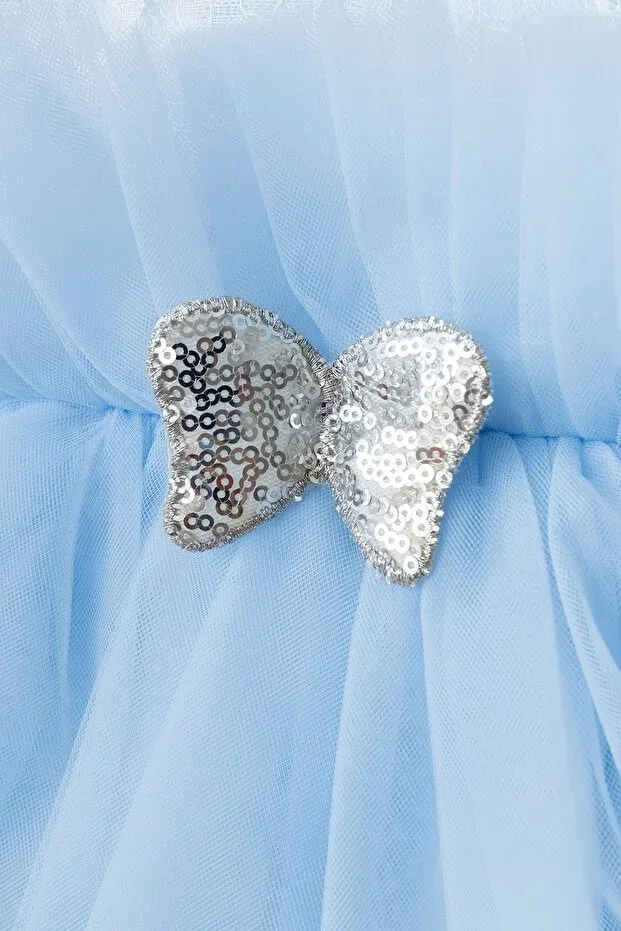 Детское платье для девочек с длинным рукавом Angel Wing Sequined Tulle Tail Harry&Millie, Blue — фото 2