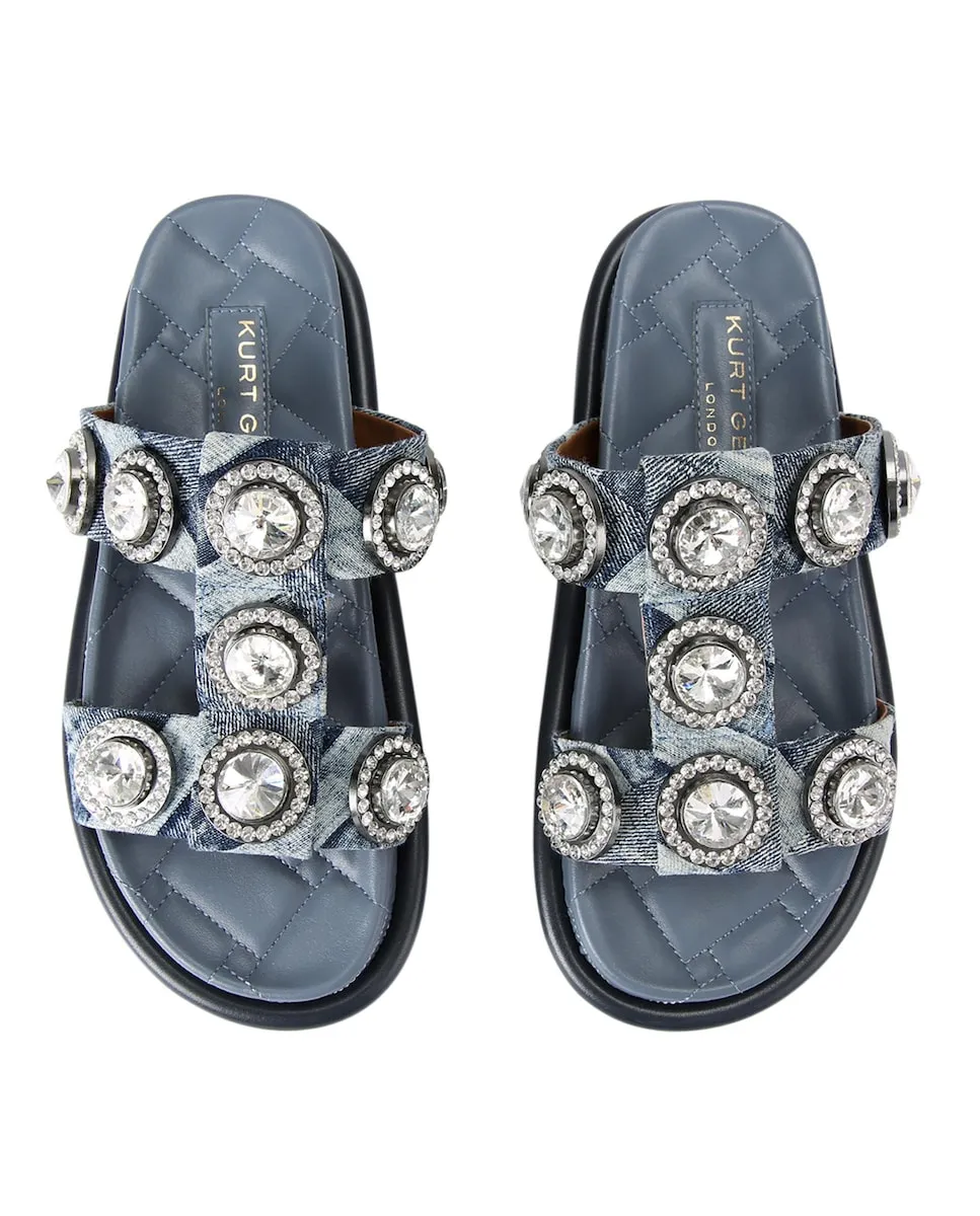 Женские сандалии на платформе с отделкой из стразов на дениме Kurt Geiger, синий — фото 2