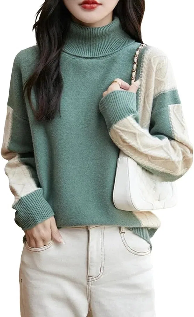 Женский свитер с высоким воротником, модель Turtleneck, Bean En8