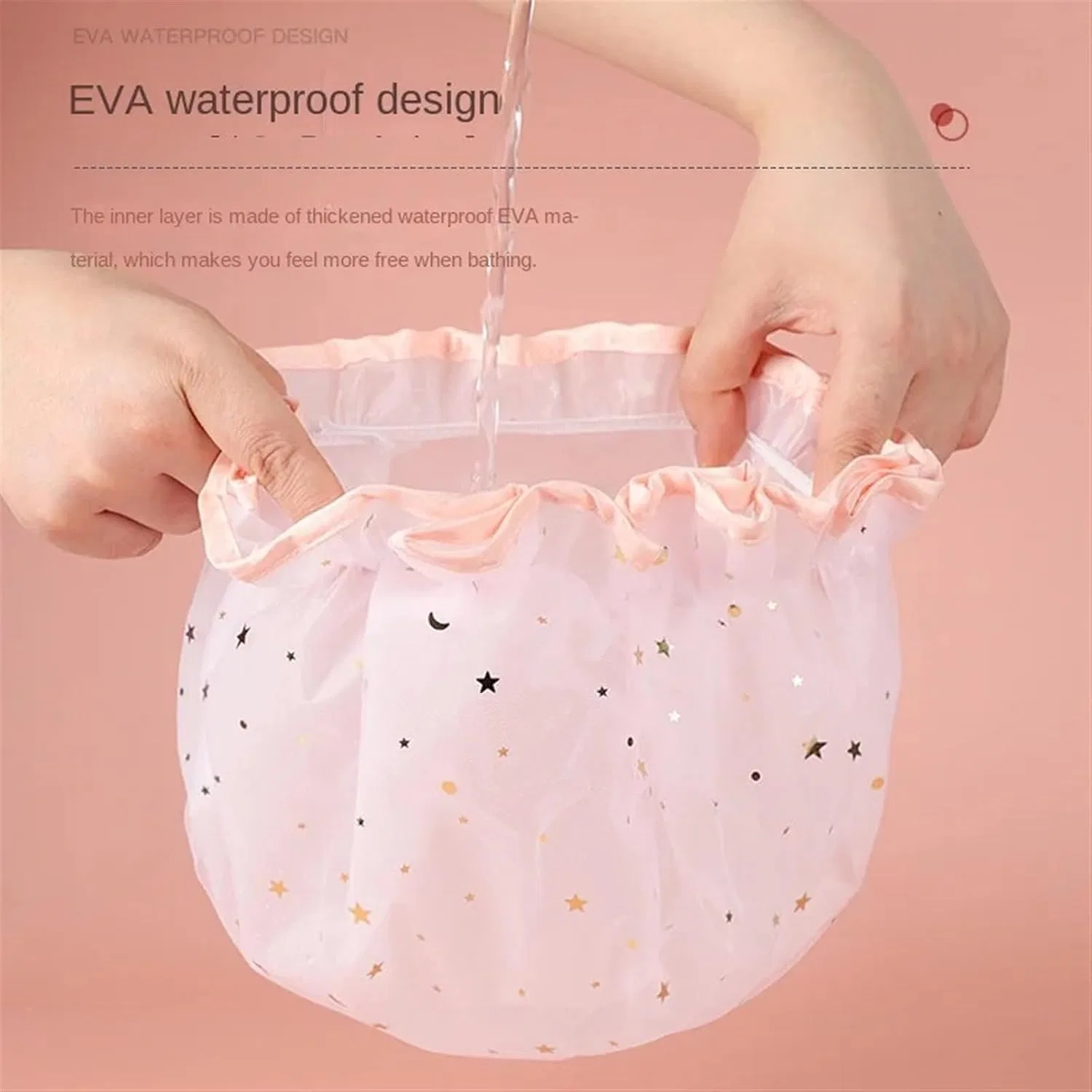 Шапочка для душа двойная водонепроницаемая AYWTIUN, Pink — фото 4