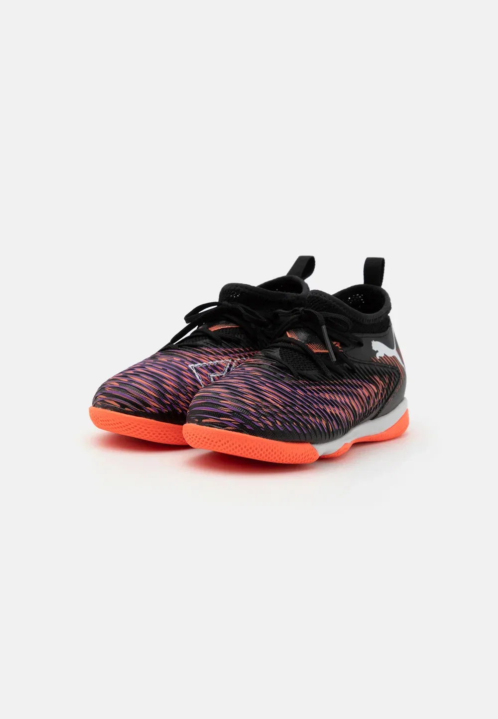 Футбольные бутсы Future 8 Match Jr унисекс для игры в помещении Puma, Black/White/Glowing Red — фото 2
