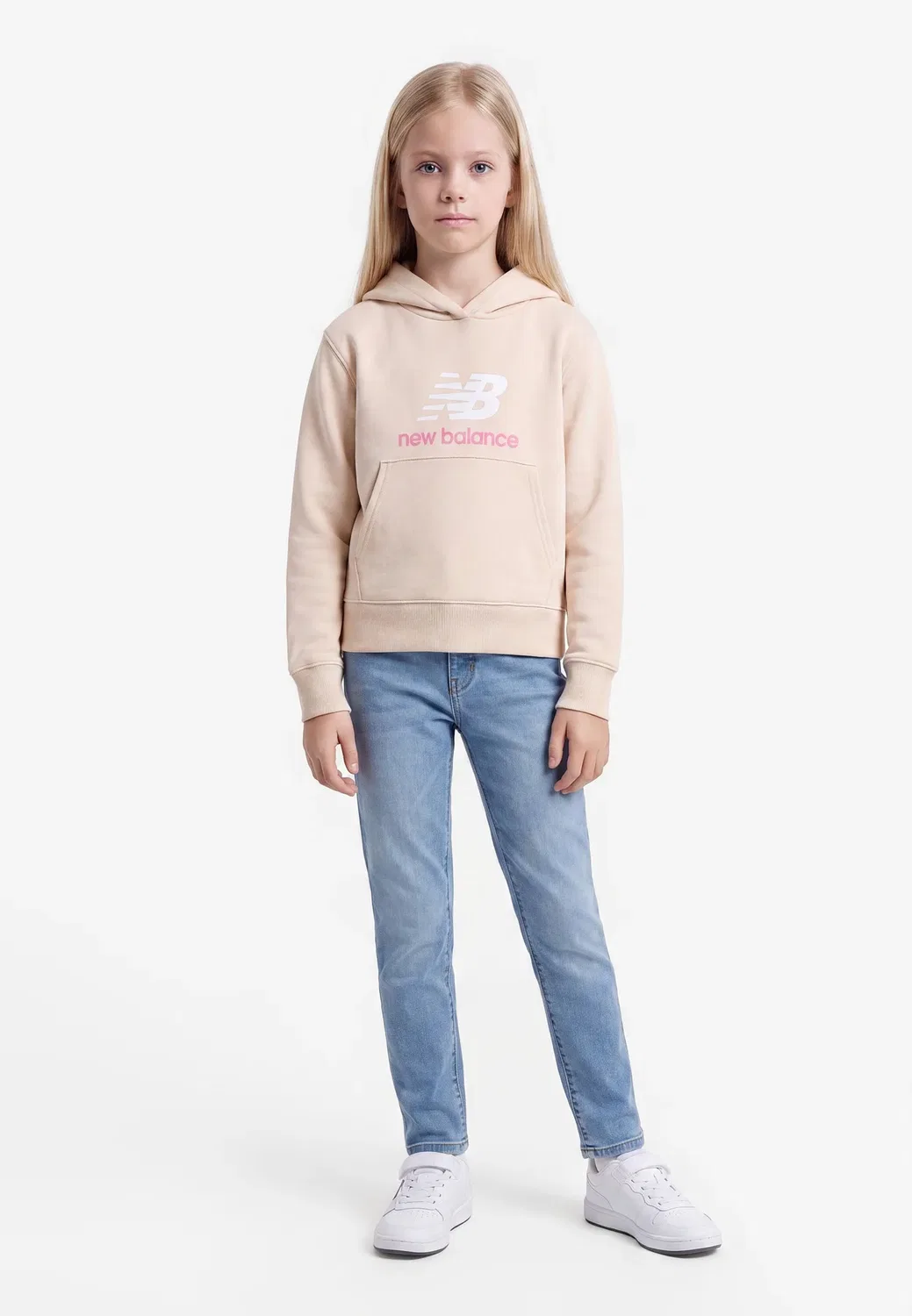 Худи с логотипом Stacked - худи New Balance, Bisque