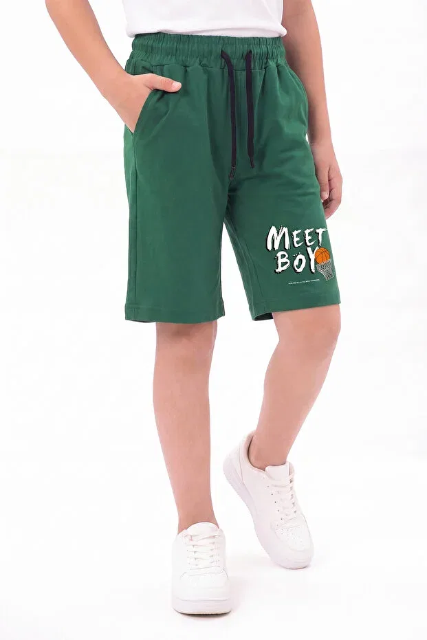 Детские шорты для мальчиков с принтом Meet boy Fyk Collection, Khaki — фото 3