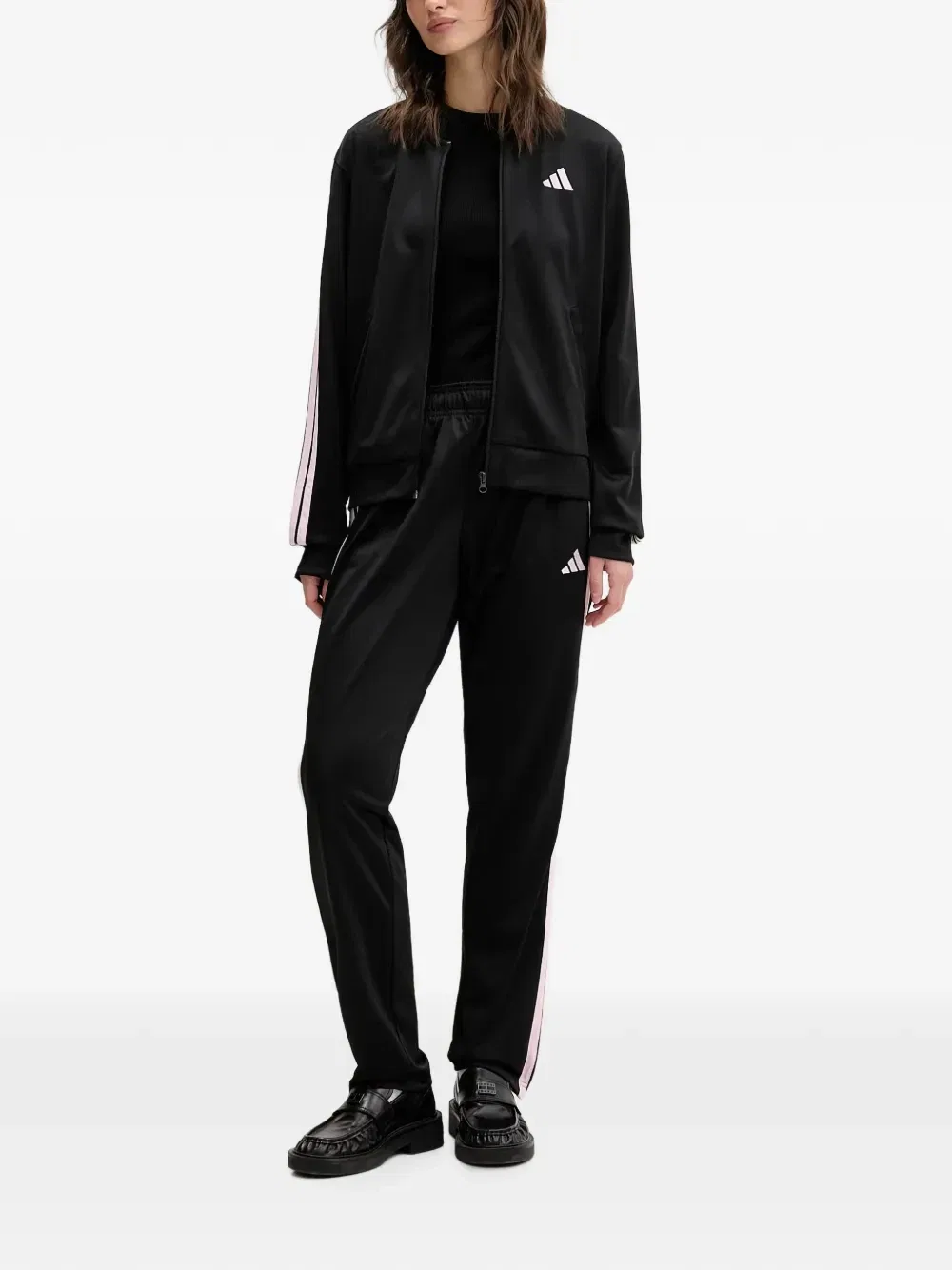Спортивный костюм с боковыми полосками Adidas, черный — фото 2