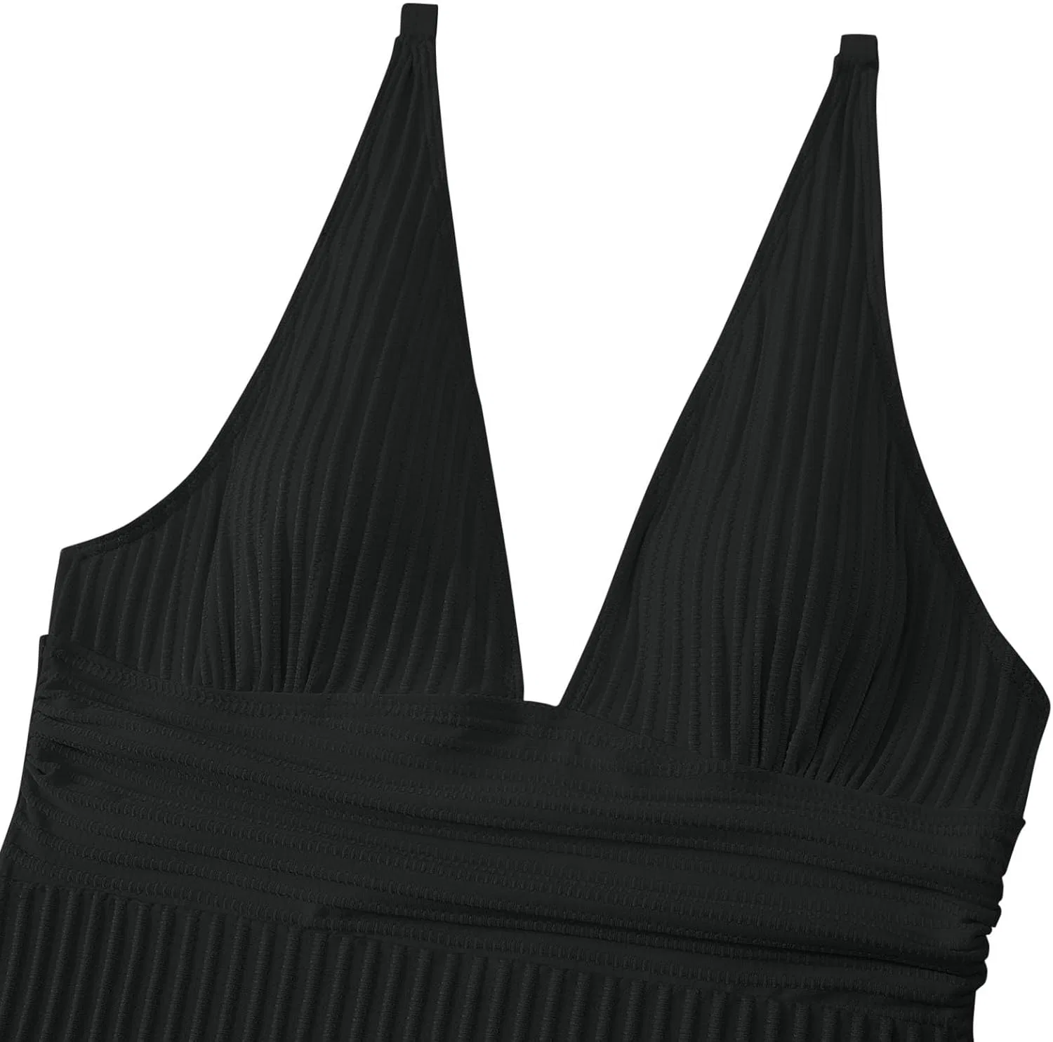 Женский слитный купальник с утяжкой живота Ribbed, Black — фото 3