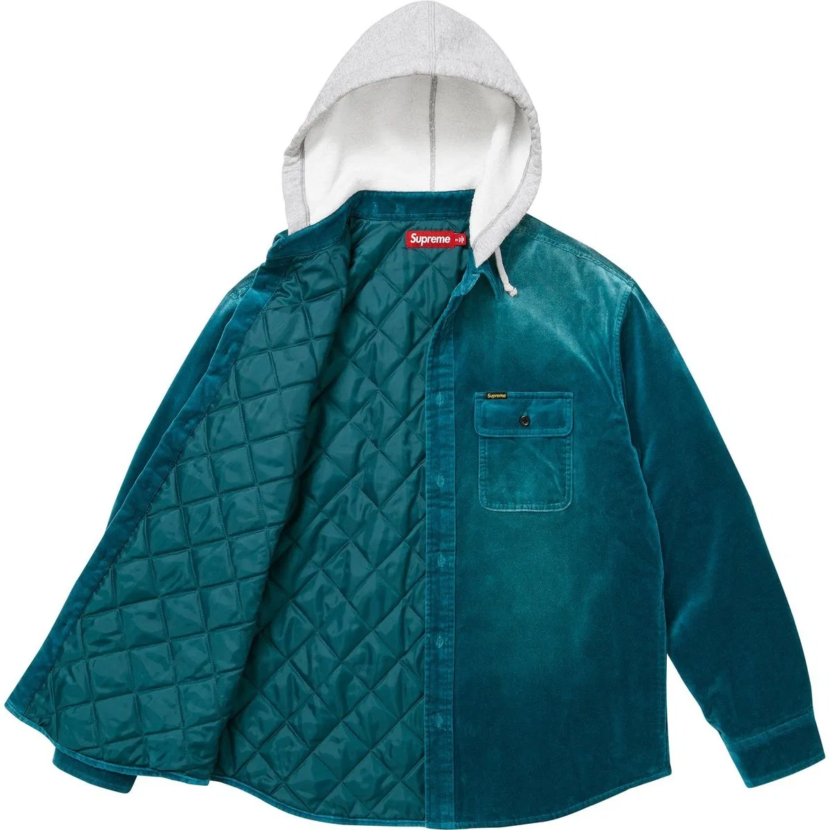 Женская куртка-рубашка с капюшоном, стеганая, вельветовая Blue Green/Teal Supreme — фото 2