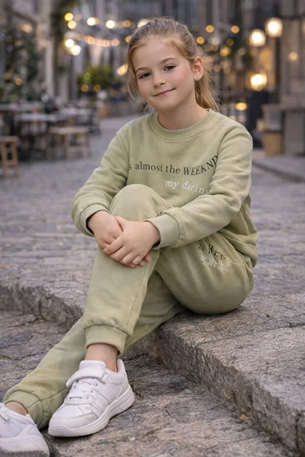 Детский спортивный комплект для девочек с принтом Basics Gmg Baby, Khaki