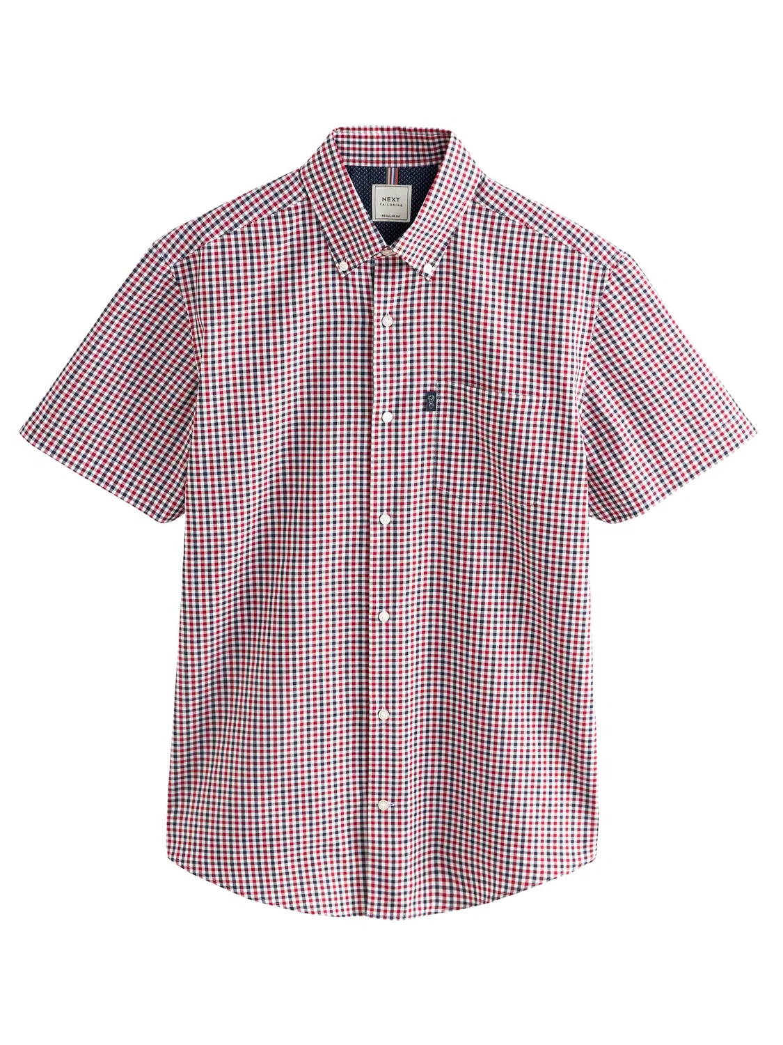 Мужская рубашка оксфорд с коротким рукавом Regular Fit NEXT, Red Gingham Check