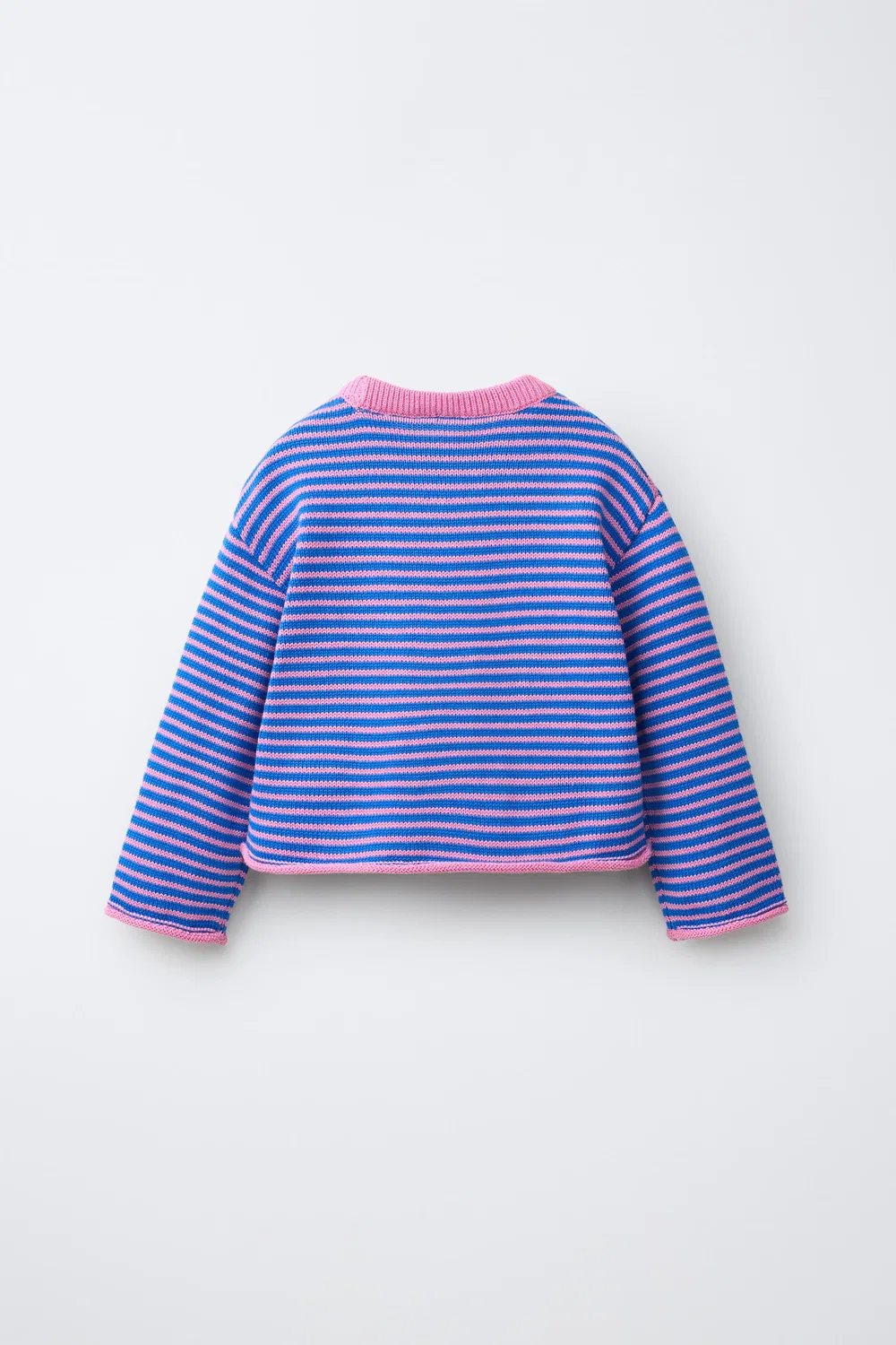Вязаный джемпер в полоску с вышитым сердечком. ZARA, Multicoloured — фото 2
