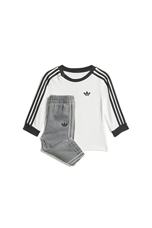 Детский комплект из денима с длинным рукавом Adidas, White