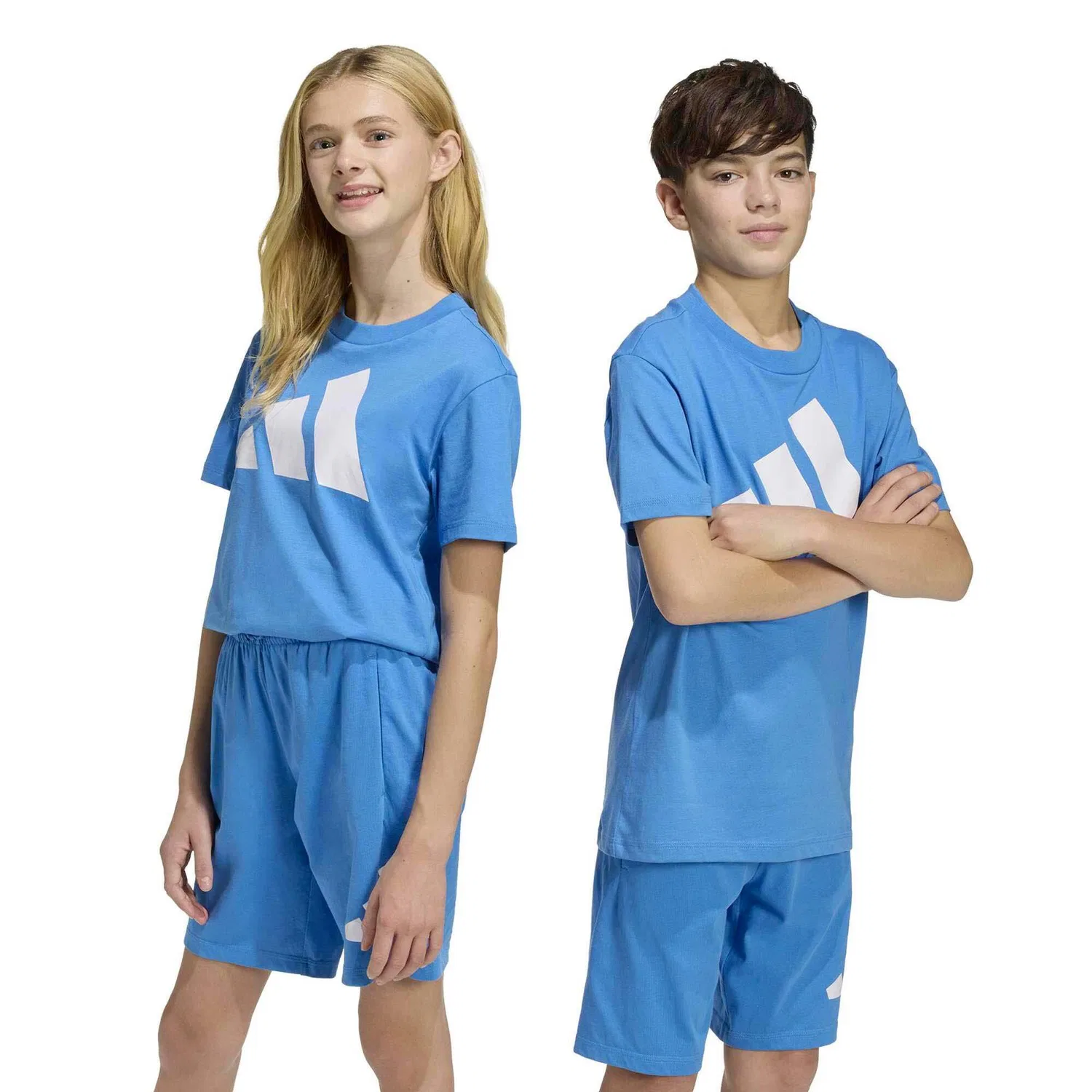 Детская футболка с коротким рукавом Adidas Sport J Bl Tee 160, Hellblau — фото 2