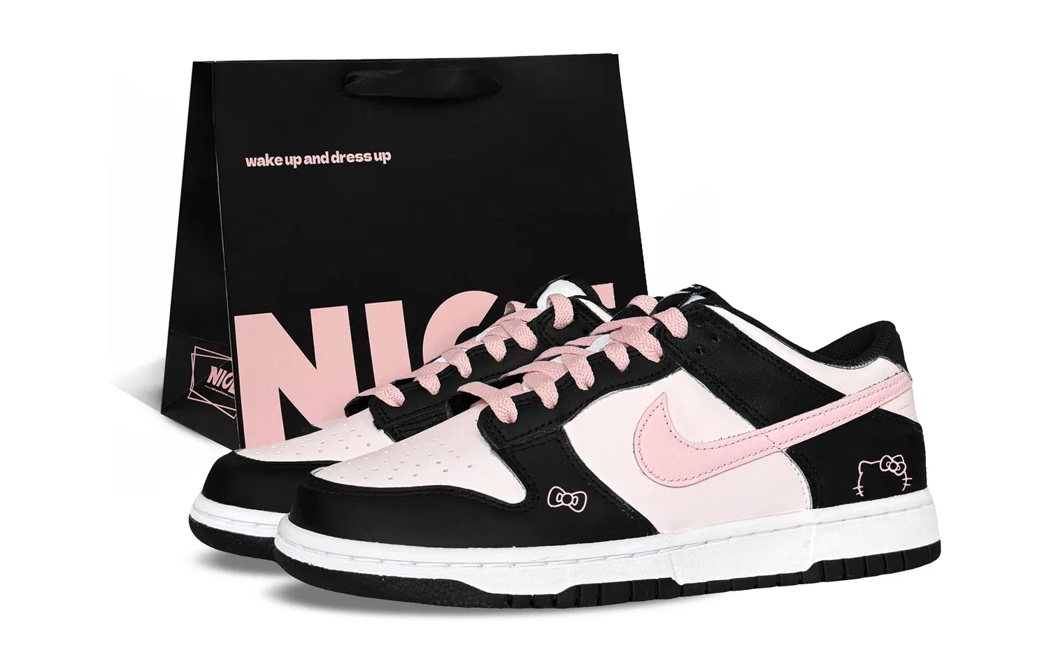 Детские кеды для скейтбординга с принтом Dunk Low Black Pink Nike
