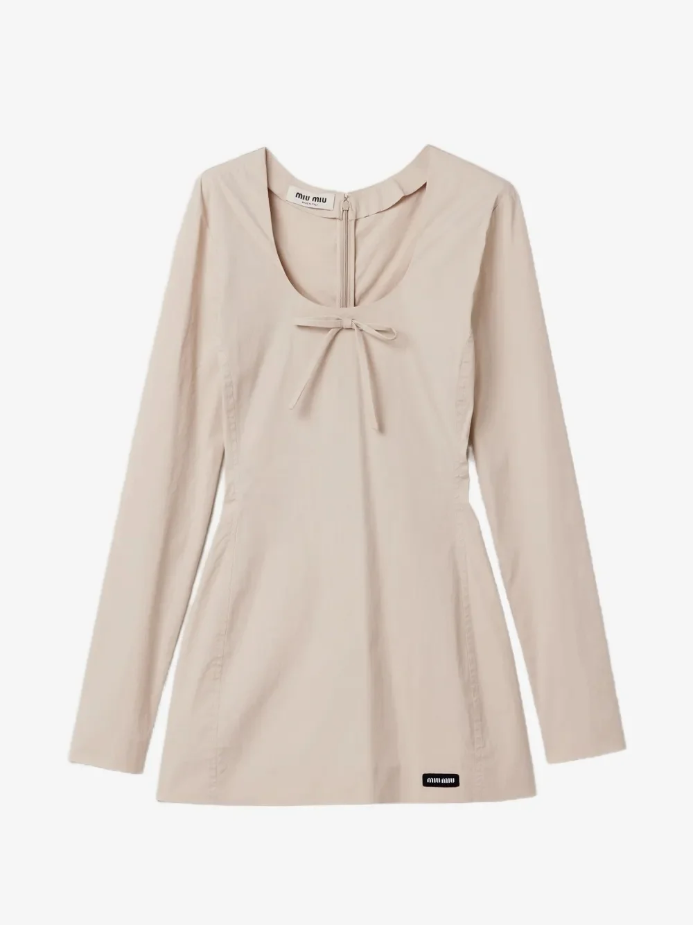 Платье Miu Miu Stretch Poplin Mini, бежевый — фото 3