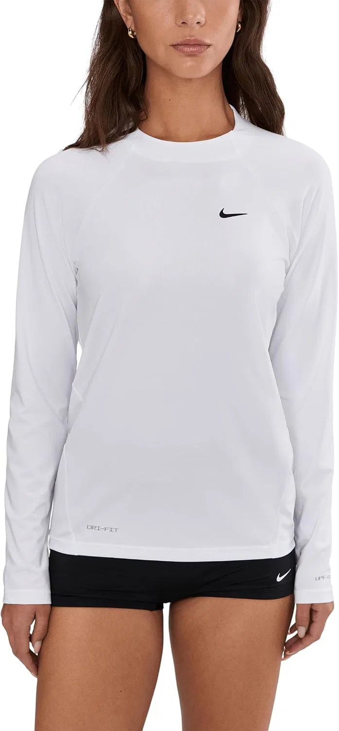 Женская рашгард с длинным рукавом Dri-FIT UV Hydroguard Nike, White — фото 2