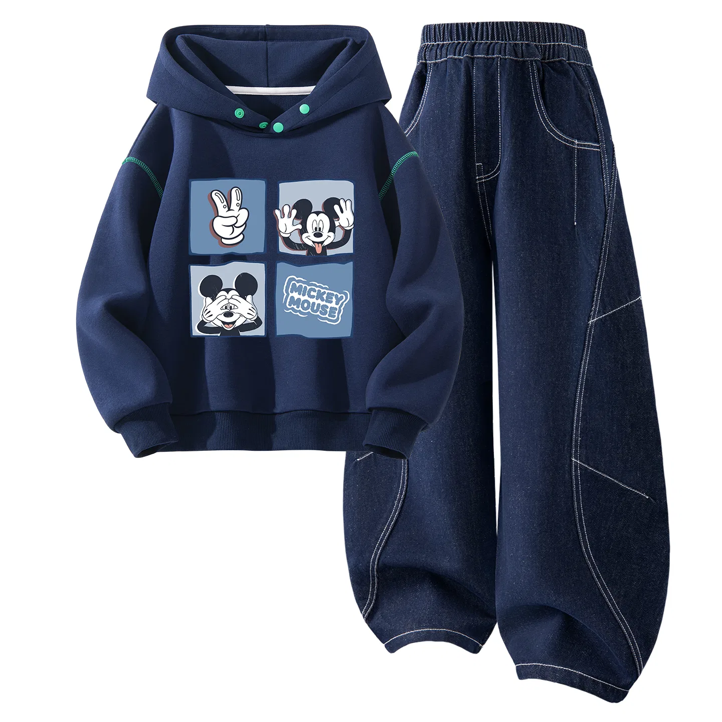 Детский спортивный комплект с капюшоном, с принтом, Disney, Milk Taro Purple Denim Dark Blue — фото 3