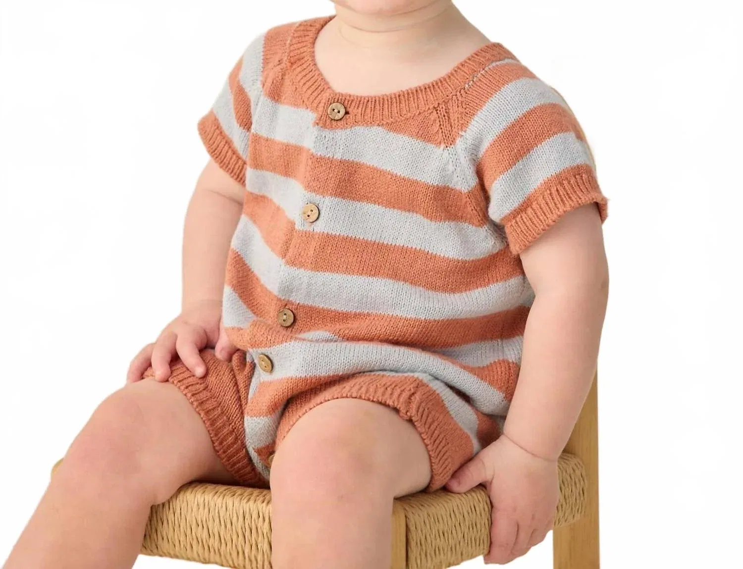Детский боди-комбинезон вязаный с принтом Liam Knit Romper Rylee + Cru, Americana Stripe
