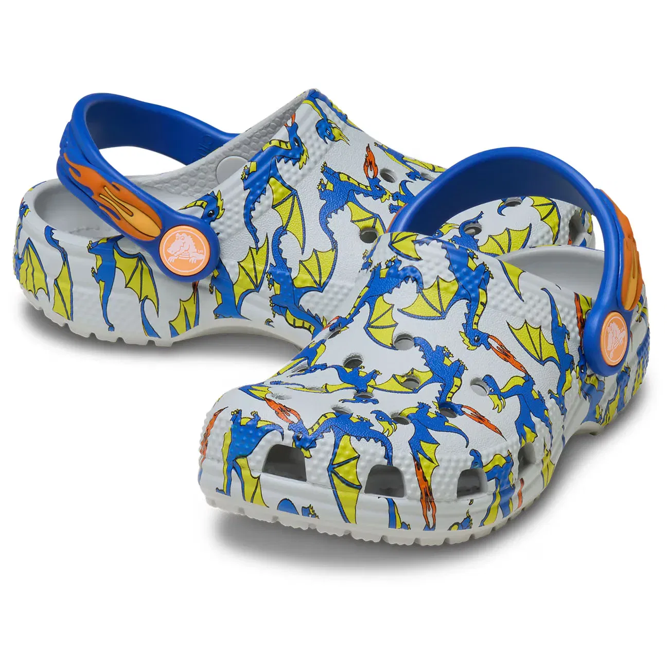 Детские сабо для мальчиков с принтом Classic Dragon Graphic Clog T Crocs, Gris — фото 2