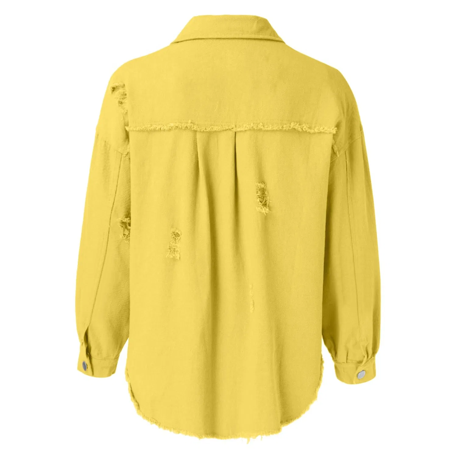 Женское джинсовое пальто свободного кроя с пуговицами, модель Boyfriend, Giallo — фото 4