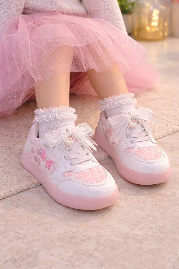 Детские туфли для девочек с цветочным принтом Minican, Pink