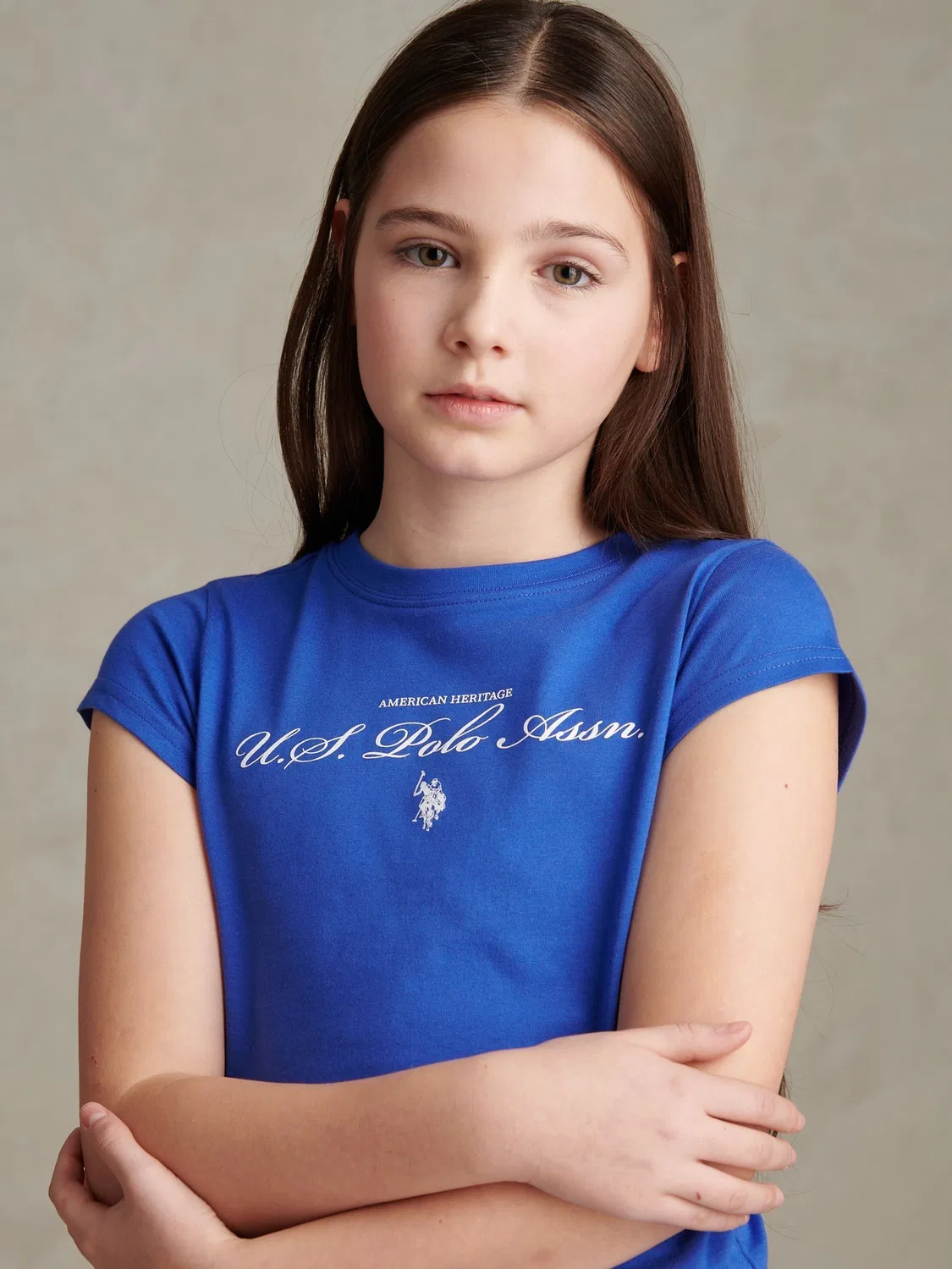 Футболка с коротким рукавом-крылышком, логотип Script U.S. Polo Assn, синий — фото 2