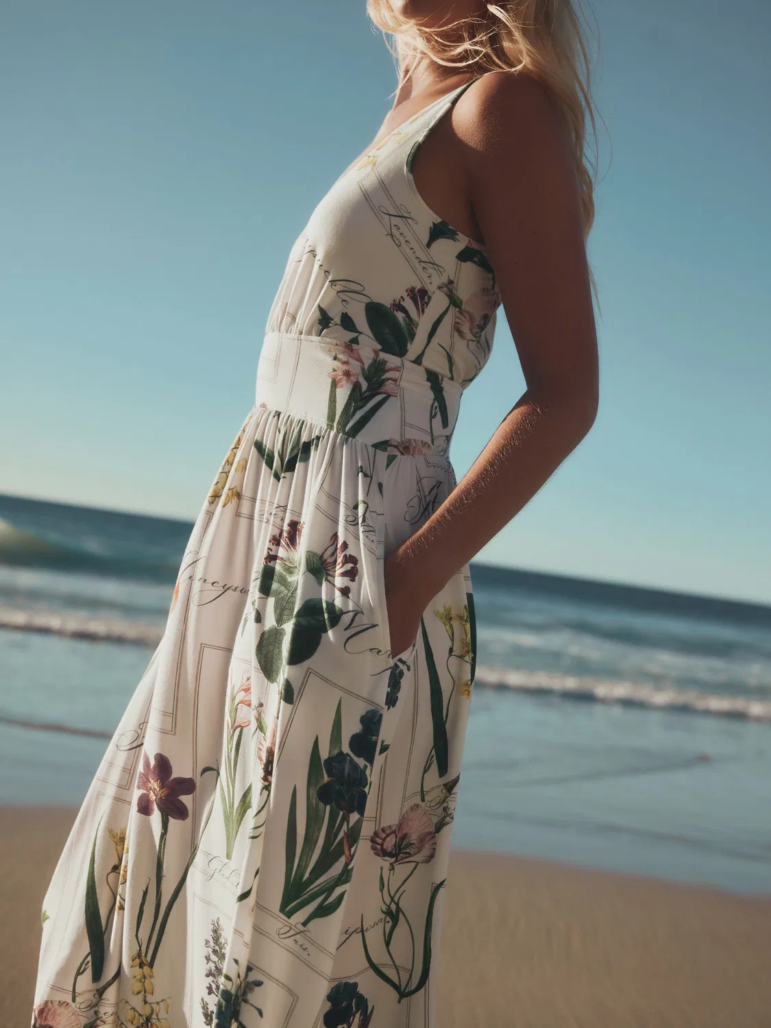 Платье миди с принтом, Jersey Waisted Summer Midi Dress Next, белый/цветочный принт — фото 4
