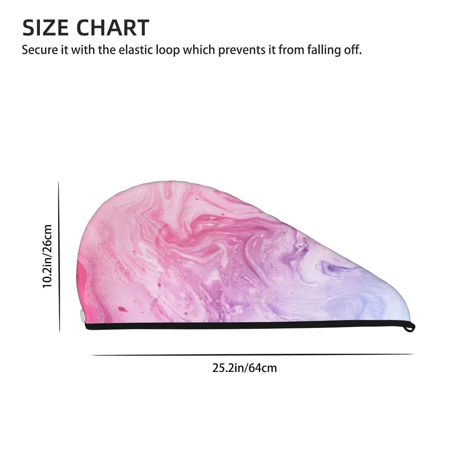 Шапочка для душа TOPUNY, Polyester, 66.5x25.9x0.5 см, Colourful Marble Pastel Pink, Blue, Purple — фото 4
