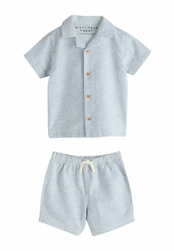 Пижамный набор с коротким рукавом, полосатый, Regular fit, Next, blue/white stripe, белый — фото 2