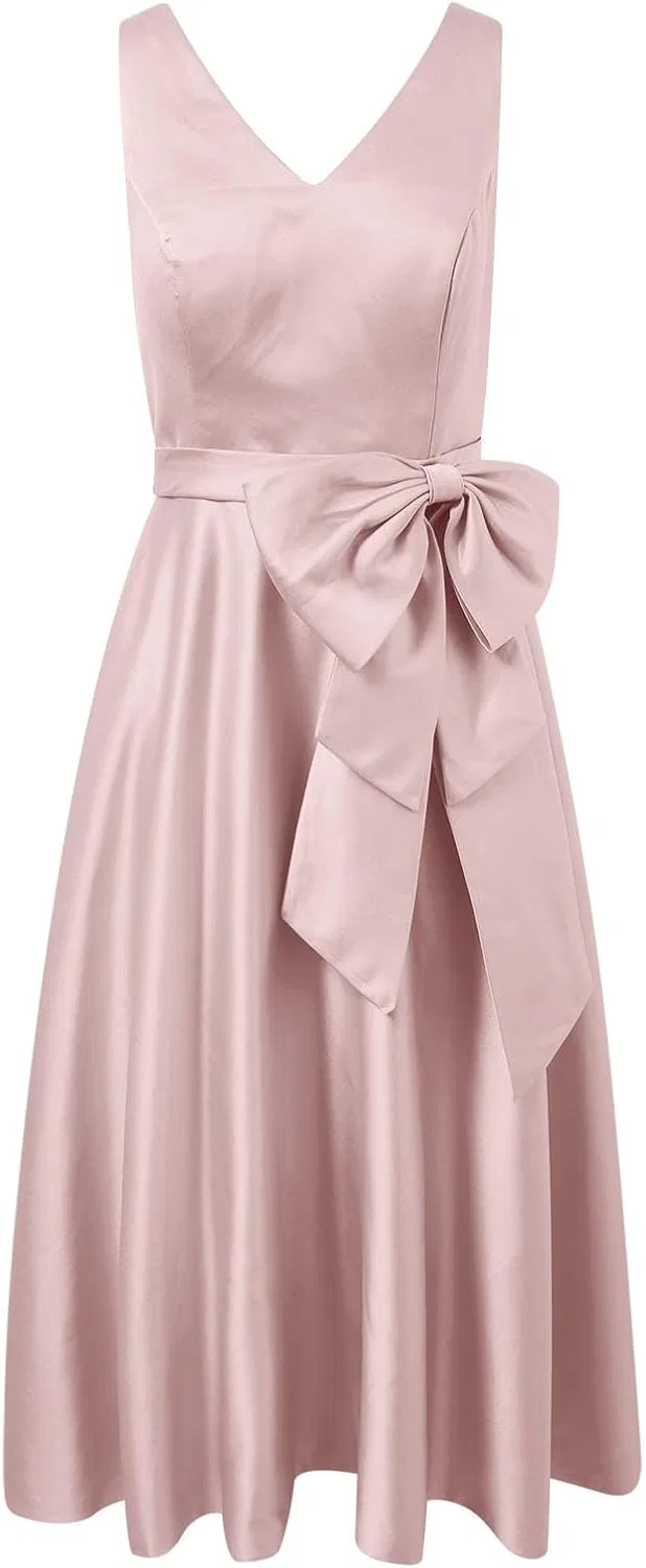 Женское коктейльное платье A-силуэта с бантом, Black/Pink — фото 3