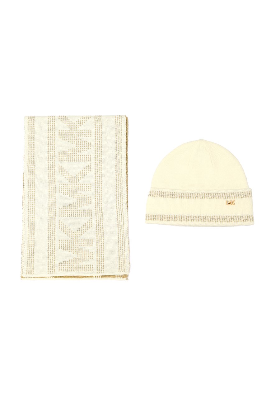 

Шапка MICHAEL Michael Kors SIGNATURE SPORT TAPE CUFF SET, Open White/White