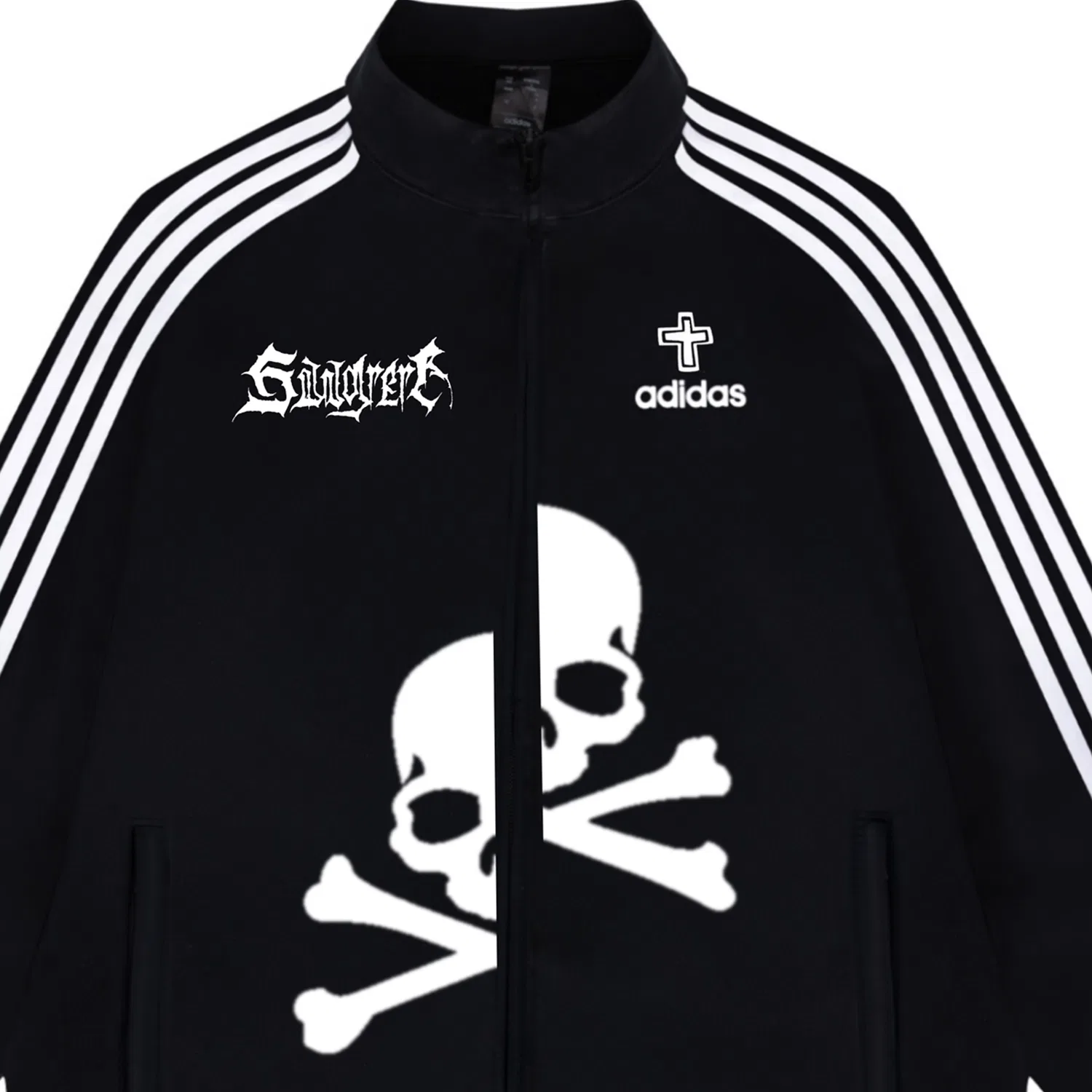 Унисекс куртка с высоким воротником, свободного кроя, ESSENTIALS, Adidas, черный Скелет — фото 4