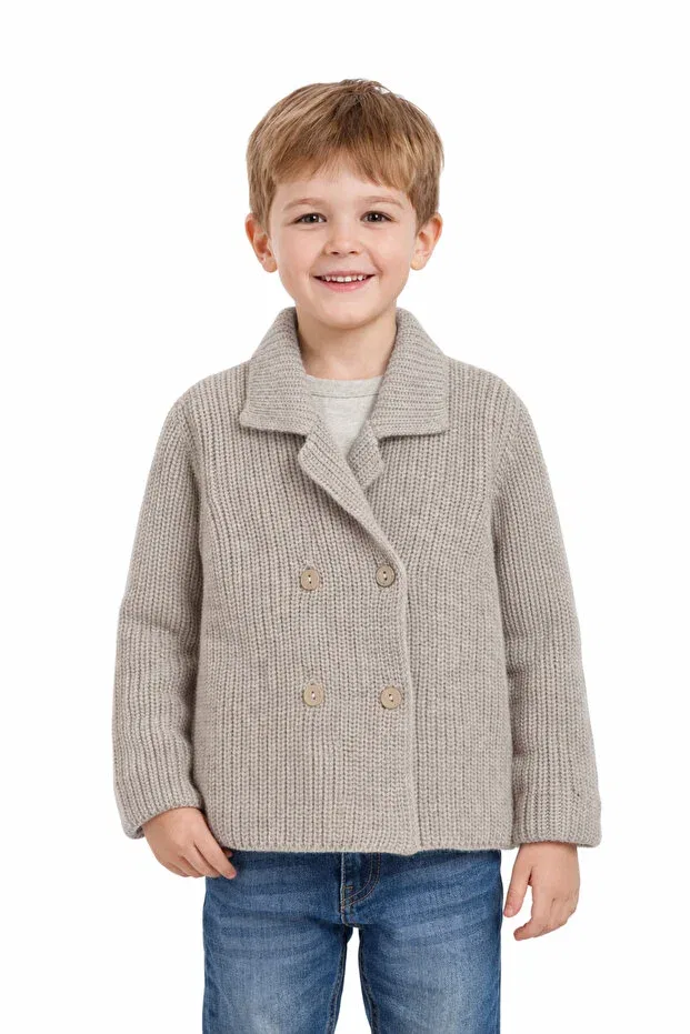 Детский кардиган для мальчиков с воротником-лацканом Minora, Beige