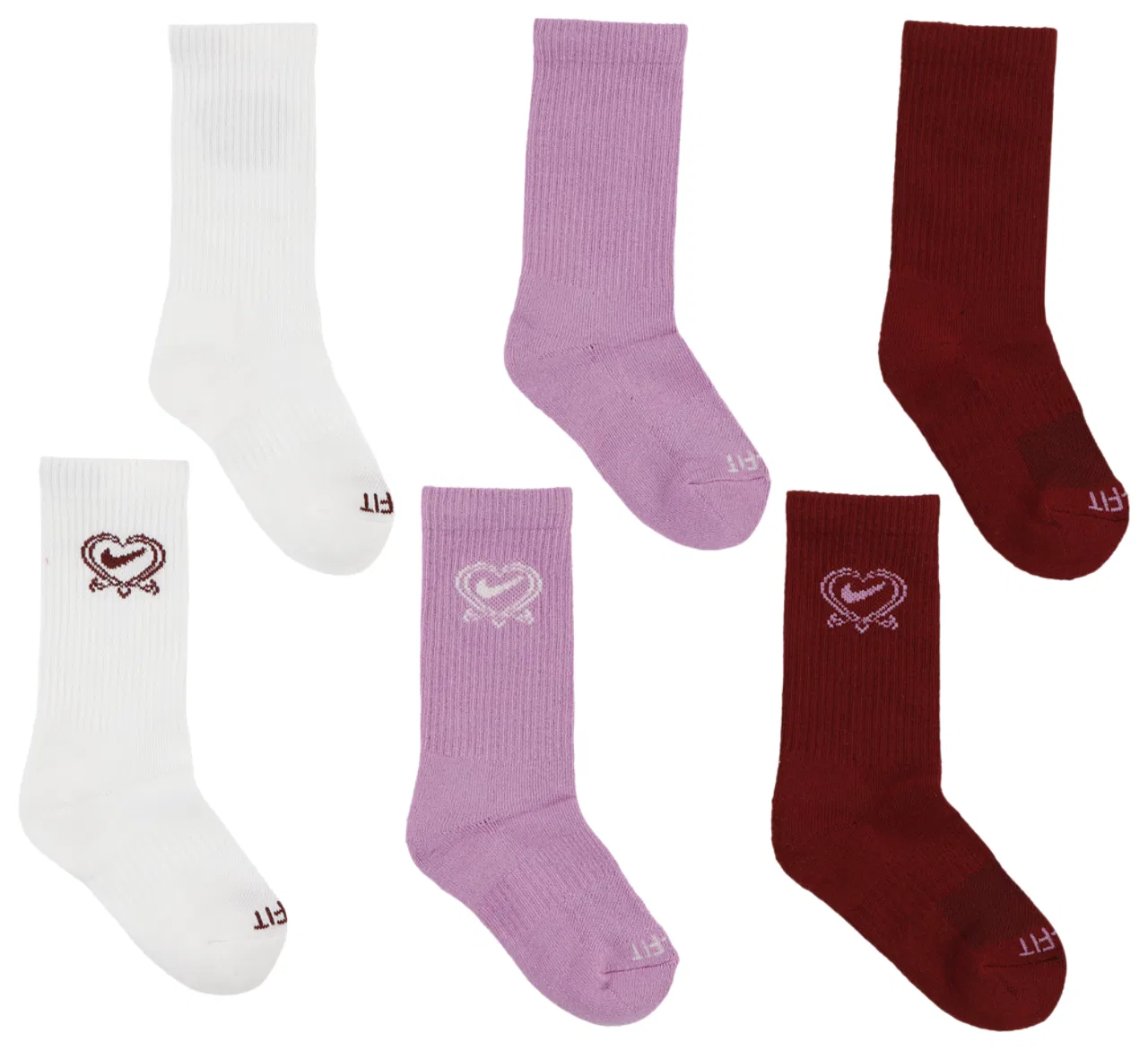 Гольфы для девочек 3 пары Valentine's Day Nike, цвет Sail/Multi — фото 4