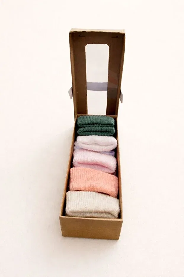 Детские носки хлопковые 5 пар Organic cotton 5-piece boxed premium, baby & kids socks, socket socks Numix Baby Kids, Pink, White, Green, Ecru, Powder — фото 3