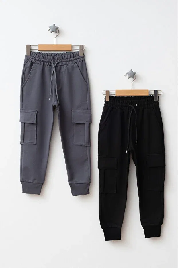 Детские спортивные штаны для мальчиков с утяжкой Basics Beniizle, Smoked & Black — фото 2
