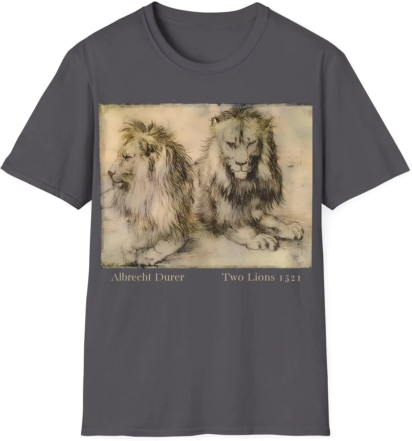 Унисекс футболка с принтом Two Lions 1521, Charcoal