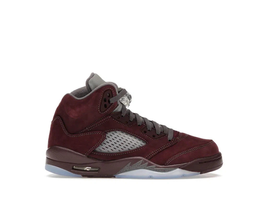 Детские кроссовки с верхом из замши Jordan 5 Retro Jordan, Deep Burgundy/Light Graphite/Metallic Silver