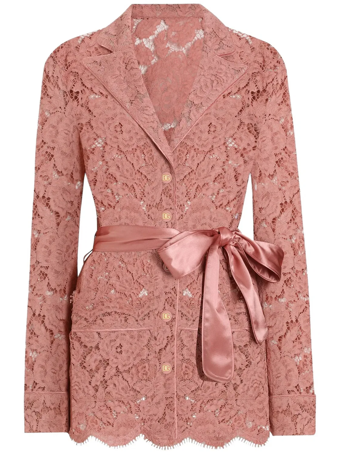 Dolce & Gabbana Рубашка из цветочного кружева в розовом цвете