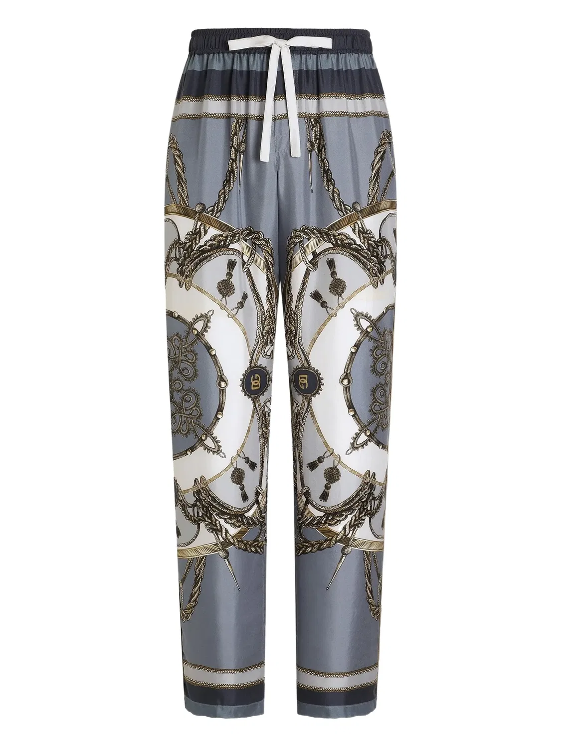 Брюки прямые шелковые синие Dolce & Gabbana, синий