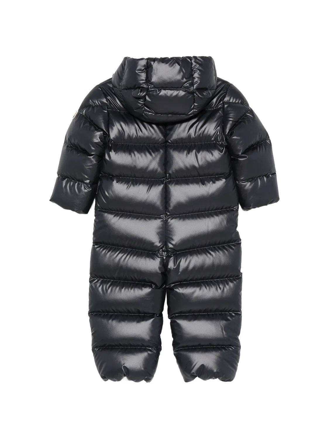 Дутый комбинезон с капюшоном Moncler Enfant, черный — фото 2